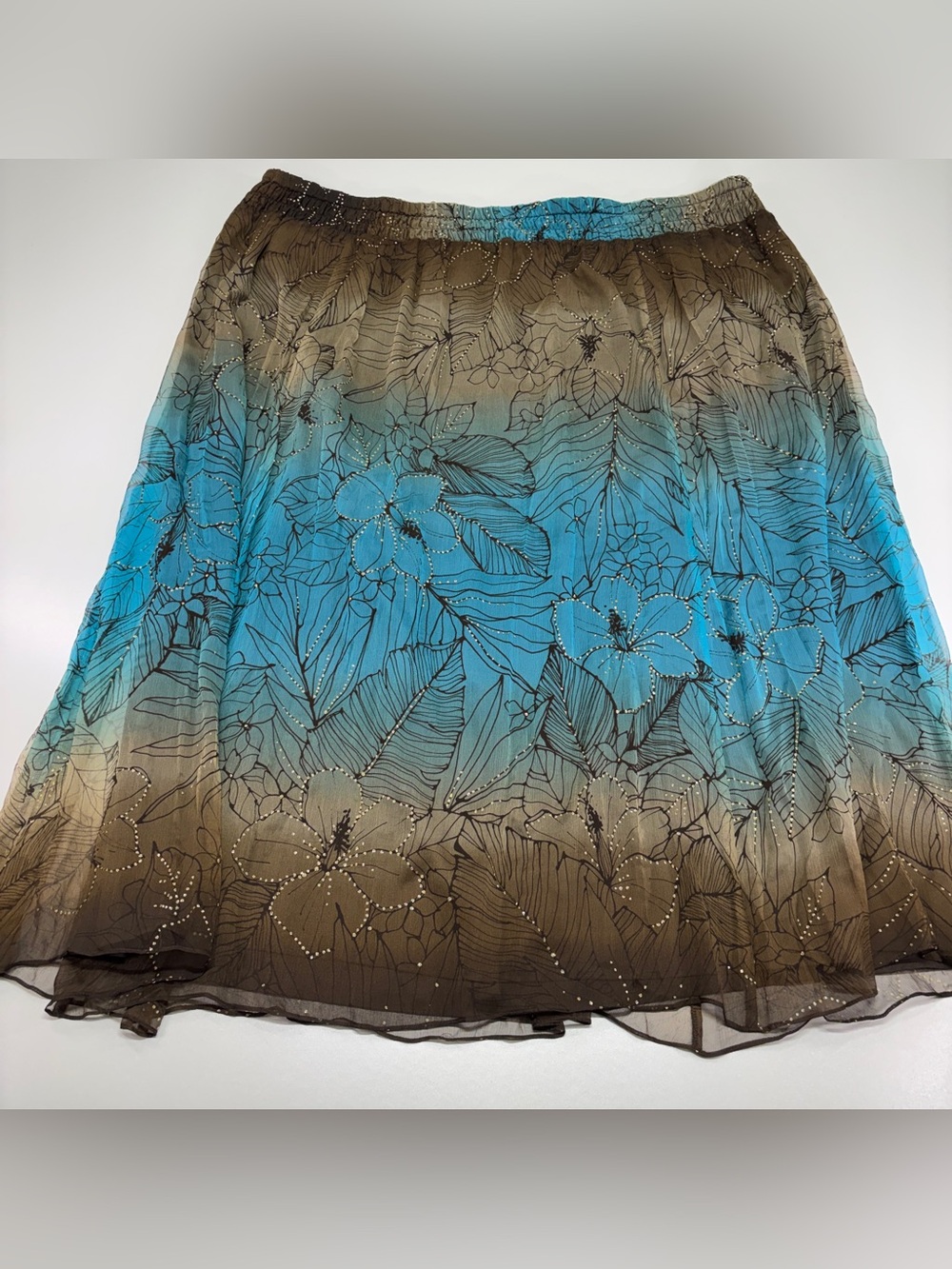 Vintage Y2K Peter Nygard 3X Silk Maxi Skirt Whimsigoth Fairycore Floral